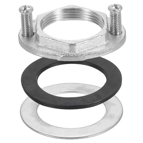 uxcell Female Thread Hex Lock Nut M32 x 1.5 Stainless Steel 304 Single Hole Faucet Lock Nuts with Gasket, Faucet Fixing Tool Set for Bathroom Basin Sink (Overall Size:54x42.5mm) in Kuwait