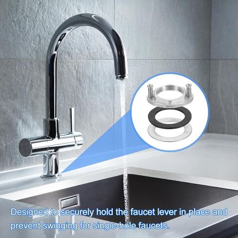 uxcell Female Thread Hex Lock Nut M32 x 1.5 Stainless Steel 304 Single Hole Faucet Lock Nuts with Gasket, Faucet Fixing Tool Set for Bathroom Basin Sink (Overall Size:54x42.5mm) in Kuwait