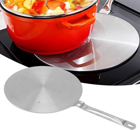 24cm Stainless Steel Heat Diffuser Plate, Induction Cooker Heat Transfer Adapter with Anti - Scald Handle, 3 - Layer Even Heat Distribution for All Cookware on Induction in Kuwait