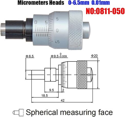 1PCS 0-5mm 0-6.5mm 0-13mm Micrometer Heads Accuracy 0.01mm Flat Measuring Tool Type Thread Knurled Adjustment Diameter Thimble(0811-050 6.5 Round) in Saudi Arabia