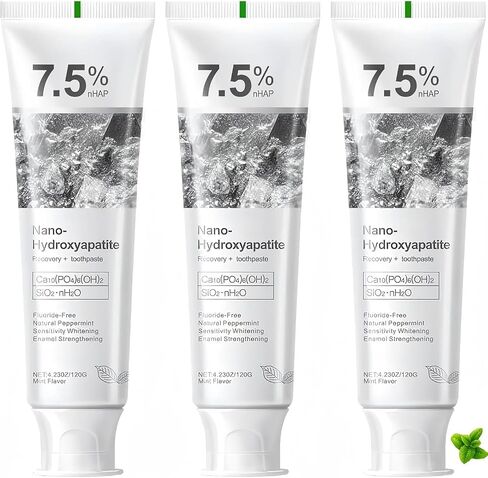7.5% Hydroxyapatite Toothpaste for Enamel Protection, Fluoride-Free Formula with Gentle Mint, for Sensitive Teeth, Daily Protection, Long-Lasting Fresh Breath, 4.23 Oz (2) in Saudi Arabia