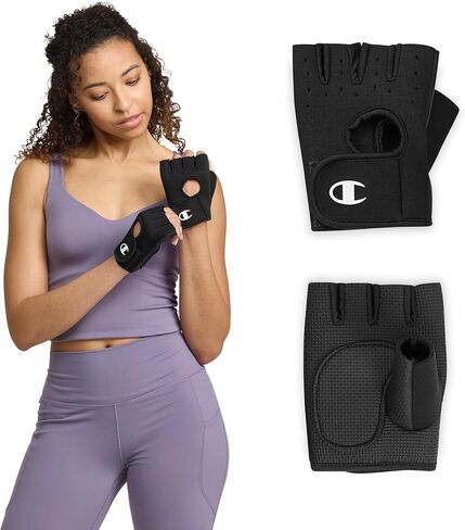 Champion Fingerless Gloves for Women Workout Gloves with Padded Palm & Wrist Support, Breathable Mesh Fabric in Kuwait