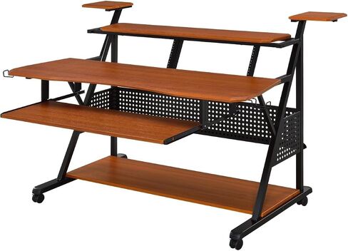 Willow Cherry & Black Finish Music Desk - Synthetic Wood for Musicians Home Studio Setup in Kuwait