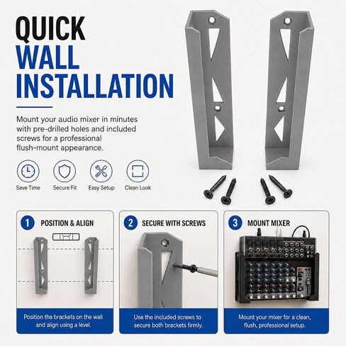 SplashNColor Left Side Wall Mount for Behringer Xenyx Q1202USB 12-Channel Mixer – Space-Saving Studio Bracket | Professional Audio Equipment Holder | Easy Install Recording Gear in Kuwait