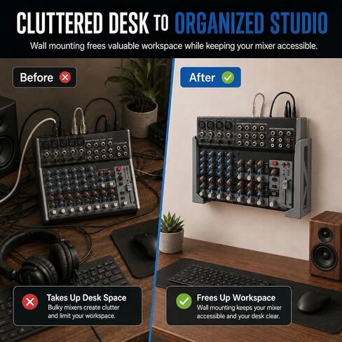 SplashNColor Left Side Wall Mount for Behringer Xenyx Q1202USB 12-Channel Mixer – Space-Saving Studio Bracket | Professional Audio Equipment Holder | Easy Install Recording Gear in Kuwait