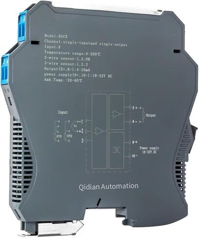 DC24V K نوع 0-600 درجة مئوية محول إشارات درجة الحرارة 2 في 2 خارج 4-20mA 0-10 فولت 0-5 فولت 35 مللي متر جهاز إرسال درجة الحرارة للسكك الحديدية (80*160 مللي متر) in Kuwait
