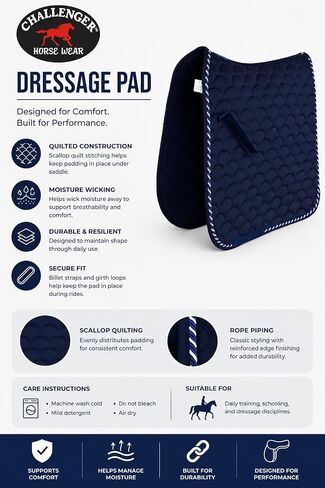 Horse English Quilted Contoured Dressage Trail Saddle Pad Navy 7295NV in Kuwait