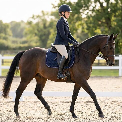 Horse English Quilted Contoured Dressage Trail Saddle Pad Navy 7295NV in Kuwait