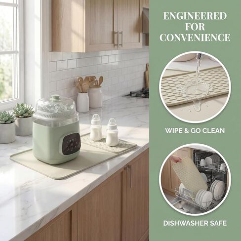 Sliding Tray Pad Compatible with Momcozy Bottle Washer, Silicone Countertop Protector with Drip Drying Pad, Non-Slip Kitchen Surface for Cleaning Station Organization（only mat） in Kuwait