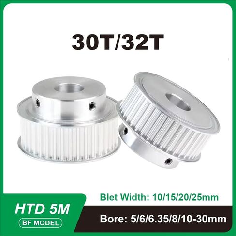 1PC HTD 5M Timing Pulley 30Teeth 32Teeth Bore 5-30mm BF Type Belt Width 15/20mm Gear Pulley(Bore 17mm,32T (1pcs),for Belt 20mm) in Kuwait