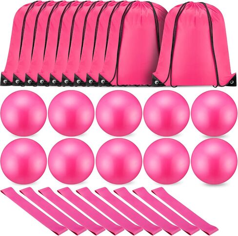 Soulchen 30 Pcs Exercise Pilates Ball 9 Inch with Bags Resistance Bands 25-30 Lbs for Exercise Equipment Set for Yoga Stability Barre Training Stretching Physical Posture Training Gym in Kuwait