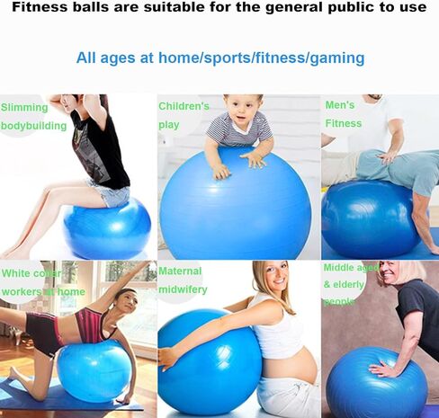 Exercise Yoga Ball, Explosion-Proof Stability Ball(25in /65cm) with Pump, Elastic Birthing Balance Balls for Fitness/Balance/Workout/Physical Therapy/Gymnastics Train -Blue in Kuwait
