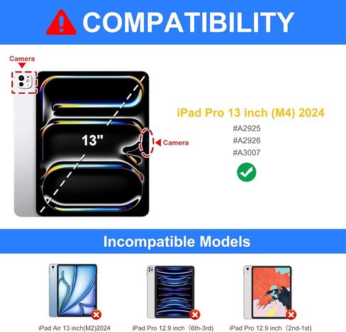 حافظة IVEOPPE iPad Pro مقاس 13 بوصة مع لوحة مفاتيح (M4) 2024، لوحة مفاتيح بلوتوث لاسلكية مغناطيسية قابلة للفصل، غطاء حماية نحيف مع حامل أقلام لجهاز iPad Pro 13 بوصة، نوم/استيقاظ تلقائي باللون الأسود in Kuwait