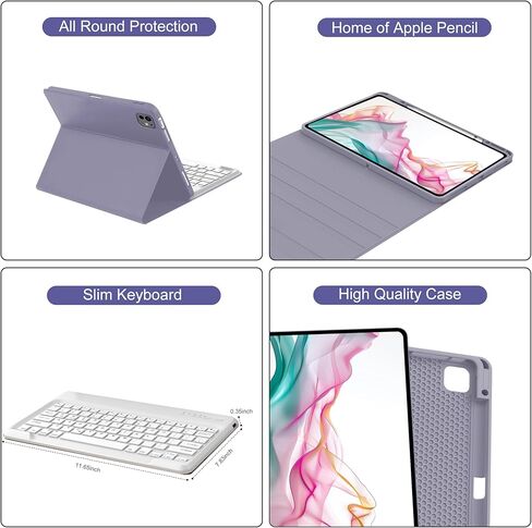 حافظة IVEOPPE iPad Pro مقاس 13 بوصة مع لوحة مفاتيح (M4) 2024، لوحة مفاتيح بلوتوث لاسلكية مغناطيسية قابلة للفصل، غطاء حماية نحيف مع حامل أقلام لجهاز iPad Pro 13 بوصة، نوم/استيقاظ تلقائي باللون الأسود in Kuwait