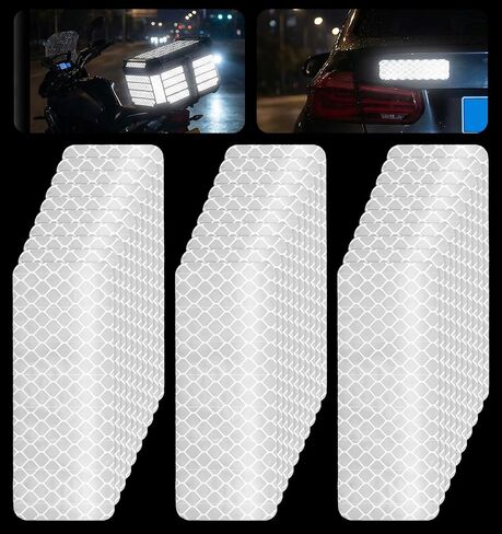 30 Pcs Reflective Stickers for Helmet, White Reflective Tape Safety White Outdoor Waterproof Tape Use on Bike/Truck/Car/Motorcycle/Clothing/Helmet 2.36" X 1.18" in Kuwait