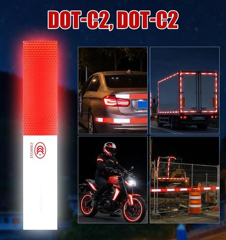 20 قطعة شريط عاكس DOT-C2، ملصقات عاكسة مقاس 2 بوصة × 12 بوصة × 20 حزمة، قطعة واحدة لاصقة حمراء/بيضاء للشاحنات/المقطورات/الدراجات/البناء/الشرطة/علامات التحذير الخارجية in Kuwait