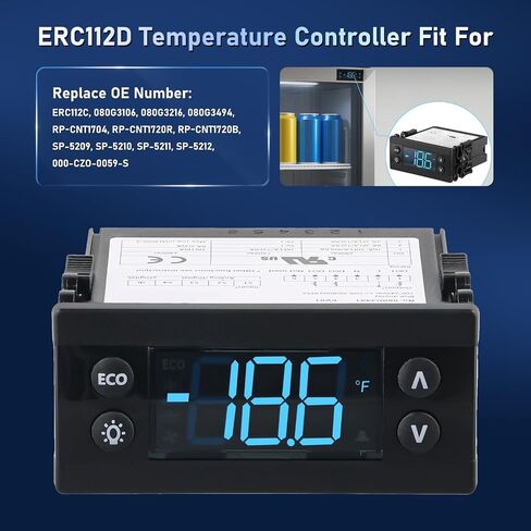 ERC112C Temperature Controller Kit with Dual NTC Sensors - Compatible with Beverage Air Delfield Randell Hoshizaki Refrigeration Units - Replaces 080G3106 080G3216 RP-CNT1704 SP-5209 in Kuwait