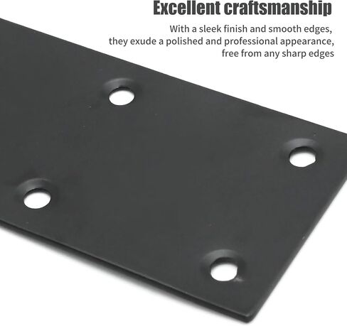 4 قطع من ألواح دعامات التثبيت المستقيمة المسطحة، لوحة دعامات إصلاح من الفولاذ المقاوم للصدأ مقاس 48 × 100 × 2 مم 6 فتحات، 1.89 بوصة × 3.9 بوصة، لوحة توصيل ثابتة للأرفف الخشبية للأثاث (أسود) in Kuwait