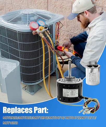 محرك منفاخ فرن HVAC 5KCP39HGS599S متوافق مع GE & Trane MOT9053 MOT09053 MOT16953 MOT18948 MOT04716 MOT04722 MOT13512 (1/3 HP 115V 1075 RPM 4 سرعات) in Kuwait