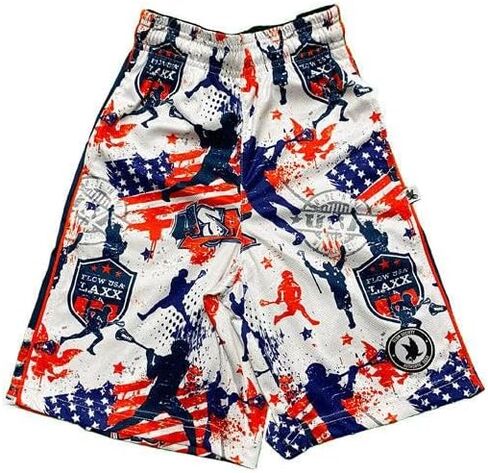 Flow Society Flow Laxx USA Boys Mid-Length Shorts - Athletic - Basketball - Baseball - Hockey - Football - Lacrosse - Multi in Kuwait