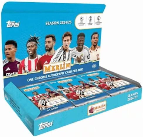 2024-25 Topps Chrome Merlin UEFA Club مسابقات كرة القدم هواية صندوق in Kuwait