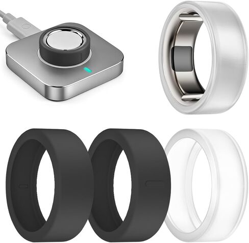 4 عبوات من الأغطية الحلقية المتوافقة مع Oura Ring Gen 4/4 سيراميك/ Oura Ring Gen 3، واقي سيليكون مرن مضاد للخدش لـ RingConn Gen 2/Gen 2 Air/Ultrahuman (4 عبوات - 01، S (6/7/8/9/10)) in Kuwait