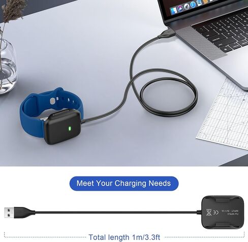 شاحن USB متوافق مع Whoop 5.0/MG، One، Peak، Life – 3.3 قدم/1 متر سلك كابل شحن محمول USB-A لشاحن Whoop 5.0/MG، غير متوافق مع Whoop 4.0 in Kuwait