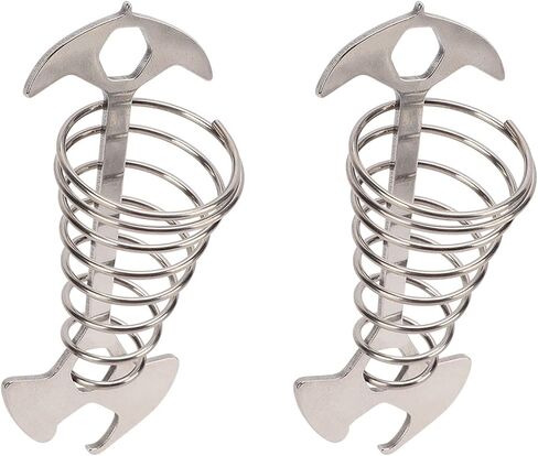2Pcs Anti Trip Deck Tie Down Anchor Pegs Fish Bone Shape Wind Rope Tightener Tensioner with Spring for Camping Hiking (Black) in Kuwait
