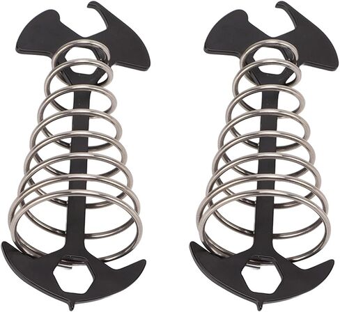 2Pcs Anti Trip Deck Tie Down Anchor Pegs Fish Bone Shape Wind Rope Tightener Tensioner with Spring for Camping Hiking (Black) in Saudi Arabia
