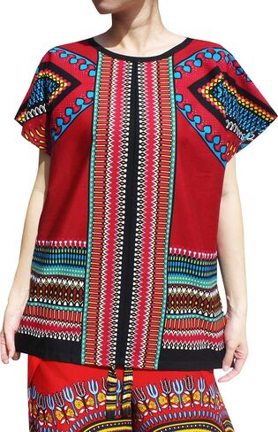 قميص RaanPahMuang ذو رأس السهم الساطع الأفريقي Dashiki التقليدي ذو الياقة الأمامية in Kuwait