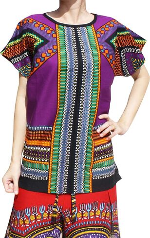 قميص RaanPahMuang ذو رأس السهم الساطع الأفريقي Dashiki التقليدي ذو الياقة الأمامية in Kuwait