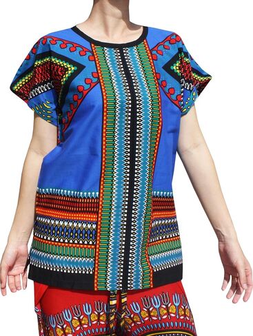 قميص RaanPahMuang ذو رأس السهم الساطع الأفريقي Dashiki التقليدي ذو الياقة الأمامية in Kuwait