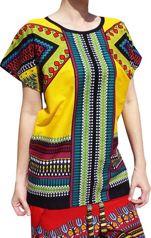قميص RaanPahMuang ذو رأس السهم الساطع الأفريقي Dashiki التقليدي ذو الياقة الأمامية in Kuwait