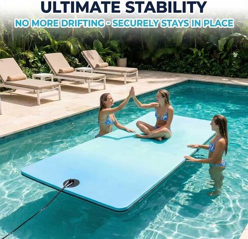 Floating Water Mat Tether Kit, Lily Pad Anchor System with 118 Inch Heavy-Duty Rope & Grommet, Secure Tether Straps for All Foam Water Pads, Portable for Lake Beach Pool Safety in Kuwait