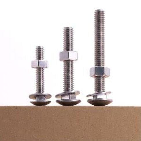 3/8-16 x 1-3/4" (8 Sets) Carriage Bolts Screws with Nuts and Washers Hardware Kits, 304 Stainless Steel 18-8, Round Head Carriage Bolts Sets, Square Neck, Fully Threaded in Kuwait