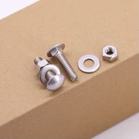 3/8-16 x 1-3/4" (8 Sets) Carriage Bolts Screws with Nuts and Washers Hardware Kits, 304 Stainless Steel 18-8, Round Head Carriage Bolts Sets, Square Neck, Fully Threaded in Kuwait