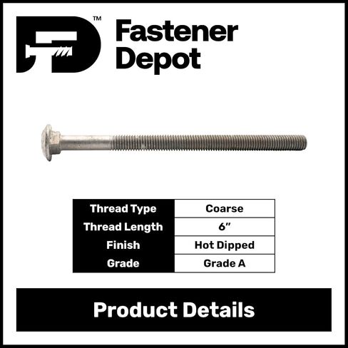 1/2 "-13 × 18 (25 حزمة) مسمار النقل المجلفن بالغمس الساخن درجة 307A للاستخدام الخارجي بواسطة Fastener Depot in Kuwait