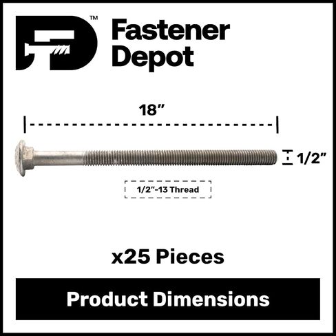 1/2 "-13 × 18 (25 حزمة) مسمار النقل المجلفن بالغمس الساخن درجة 307A للاستخدام الخارجي بواسطة Fastener Depot in Kuwait