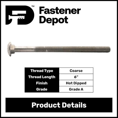 3/4 "-10 × 20 (20 حزمة) مسمار النقل المجلفن بالغمس الساخن درجة 307A للاستخدام الخارجي بواسطة Fastener Depot in Kuwait