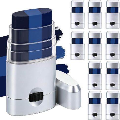 gisgfim 10 Pcs Blue Face Paint Sticks Colored Face Paint Anti-Glare Bule Eye Black Stick for Baseball Softball Sport Athletes Accessories Football Long Lasting Eyeblack Painting Stick for Adults Kids in Kuwait