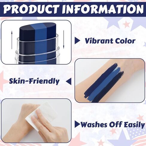 gisgfim 10 Pcs Blue Face Paint Sticks Colored Face Paint Anti-Glare Bule Eye Black Stick for Baseball Softball Sport Athletes Accessories Football Long Lasting Eyeblack Painting Stick for Adults Kids in Kuwait
