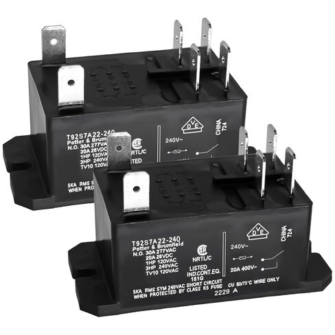 T92S7A22-240 Power Relay (Pack of 2) - 30A 240VAC DPST-NO 6-Pin Panel Relay in Kuwait