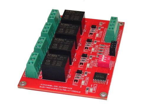 وحدة التتابع الكهرومغناطيسية ذات 4 قنوات I2C، 3.3 فولت 5 فولت 10 أمبير PCF8574 متوافقة، PCB أحمر مع كتل طرفية خضراء، مؤشرات LED مدمجة، لمشاريع Arduino Raspberry Pi Home Automation DIY in Kuwait