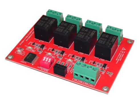 وحدة التتابع الكهرومغناطيسية ذات 4 قنوات I2C، 3.3 فولت 5 فولت 10 أمبير PCF8574 متوافقة، PCB أحمر مع كتل طرفية خضراء، مؤشرات LED مدمجة، لمشاريع Arduino Raspberry Pi Home Automation DIY in Kuwait