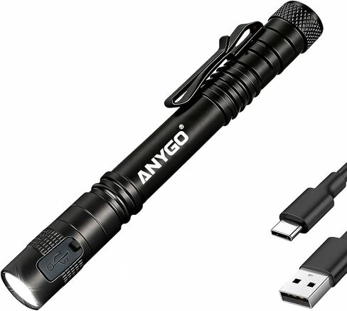 Rechargeable Pen Light Flashlight, 800 Lumens Small Pocket Flashlight with Clip, IP65 Waterproof, LED Mini EDC Tactical Penflashlight for Inspection, Work, Repair in Kuwait