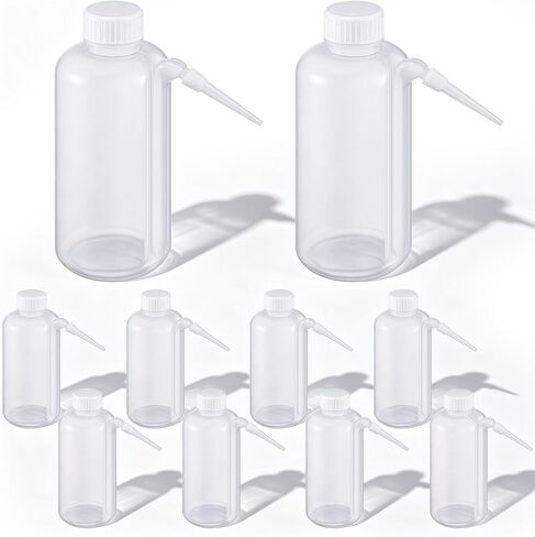 10 Pack 500ml Squeeze Wash Bottles PE Plastic Lab Wash Bottle with Down Spout Translucent Wide Mouth Lab Dispensing Bottles for Liquid Washing Tattoo Cleaning Plant Watering in Kuwait
