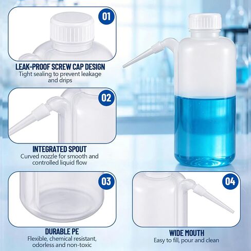 10 Pack 500ml Squeeze Wash Bottles PE Plastic Lab Wash Bottle with Down Spout Translucent Wide Mouth Lab Dispensing Bottles for Liquid Washing Tattoo Cleaning Plant Watering in Kuwait
