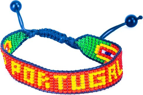 FAHARI Portugal Beaded Flag Bracelet, Handmade Adjustable String Bracelet, Patriotic Gift for Soccer Fans in Kuwait