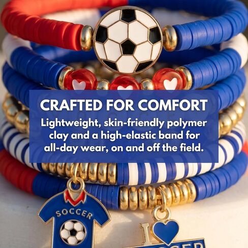 JoanofArc 2026 World Cup Soccer Bracelets - 6 Pack Stretch Beaded Fan Bracelets for Team Spirit, Stackable Sports Wristband Gifts for USA Mexico Canada Argentina Brazil Fans Women Men in Kuwait