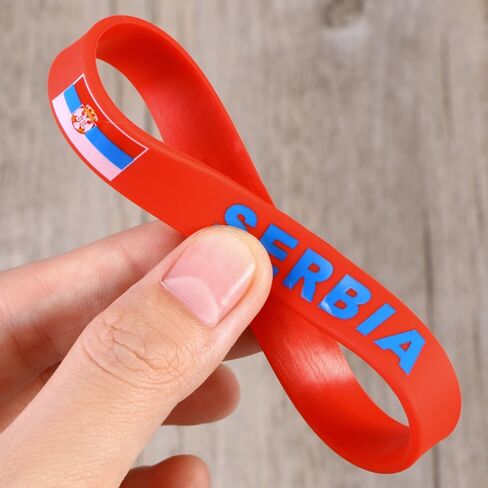 6 Pcs Country Silicone Wristband Bracelet with Flag Pattern in Kuwait